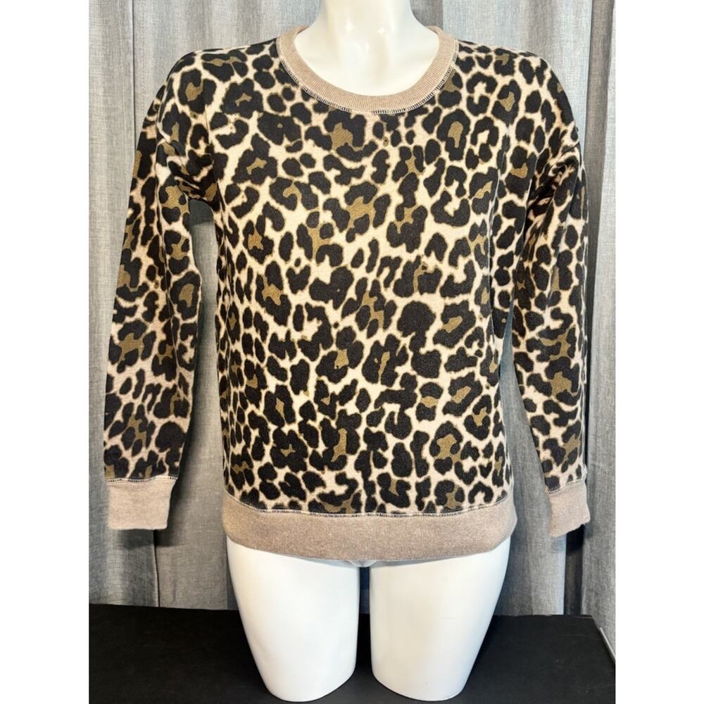 J. CREW Leopard Crewneck Sweatshirt Womens Animal Print Size XSmall